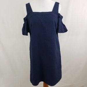 J Crew Dress Navy Blue Textured size Small Boho Preppy Beachy